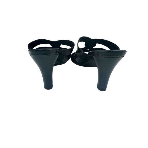 Aerosoles Protector‎ Black Croc 3" Heels Sandals Size 8 Slip On Open Toe Shoes - Picture 4 of 10